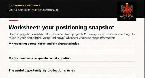 Worksheet preview from Make AI Sound Like Your Producer Brand